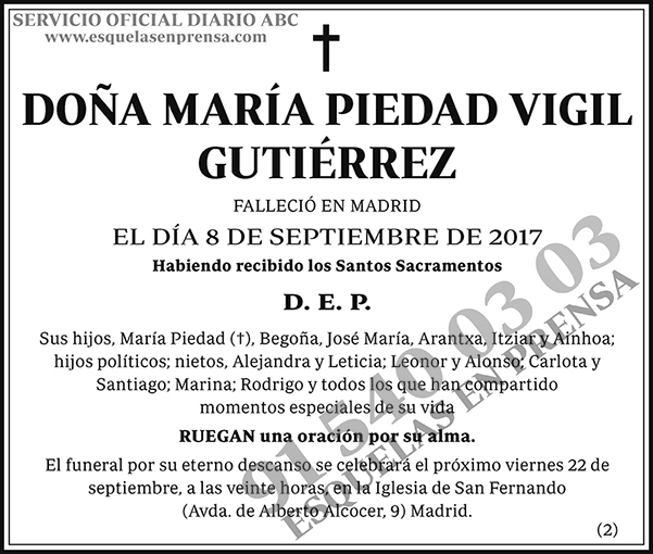 María Piedad Vigil Gutiérrez